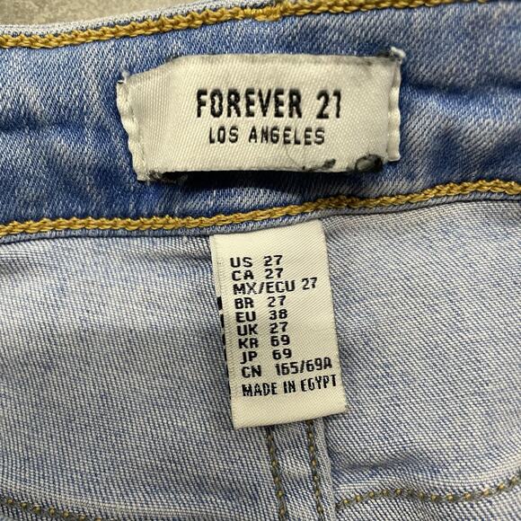 Forever 21 Jeans Womens 27 Light Wash High Rise Button Fly Skinny Denim Ankle - Picture 3 of 6